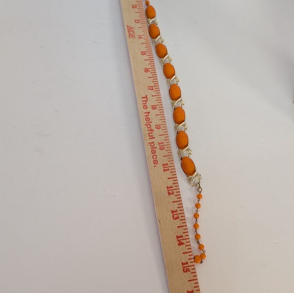 Vintage Necklace By Coro Orange And Gold Tone - Picture 4 of 4